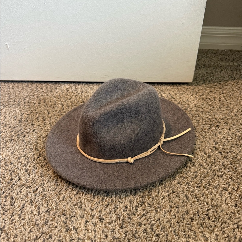 Gray Fedora Hat with Tan Band